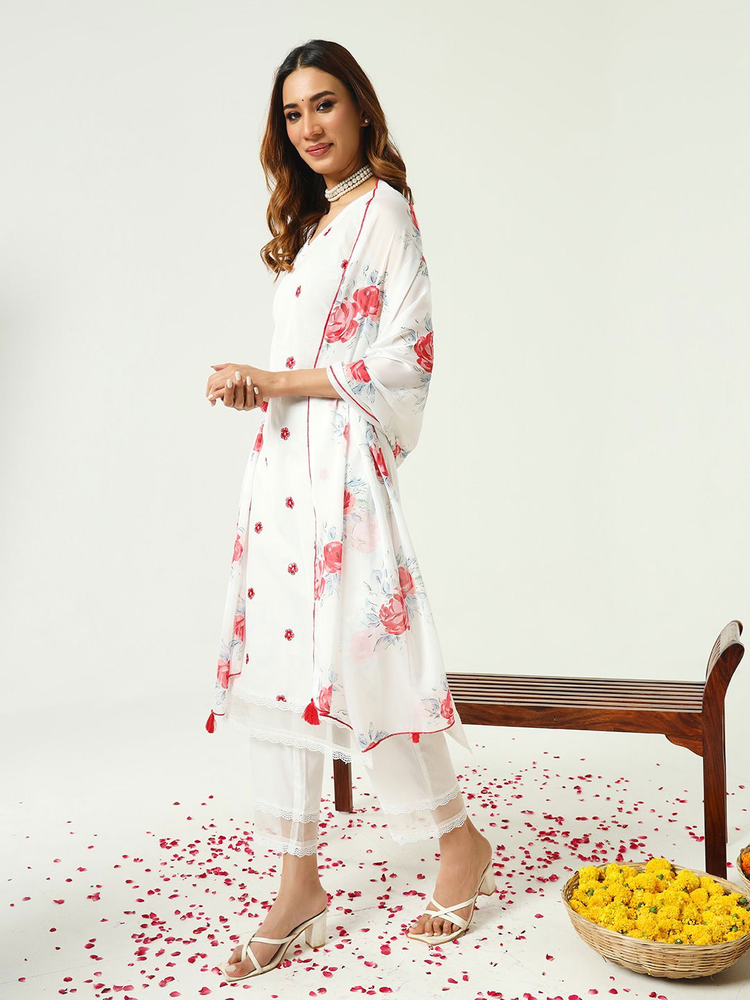 White SET0154 Fiorra Raksha Bandhan Special Kurti With Bottom Dupatta Wholesale Price In Surat
